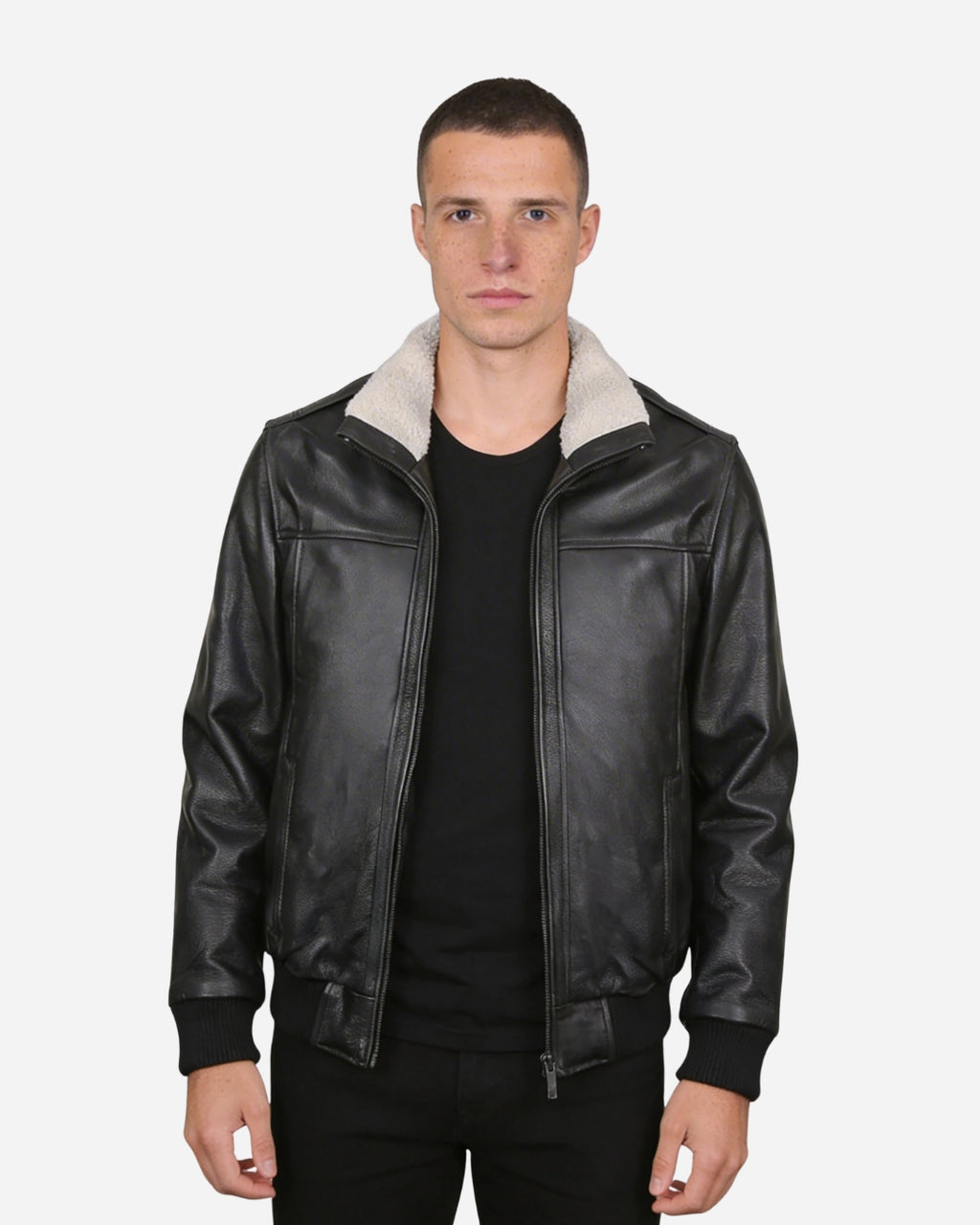 Boreal Bomber Black Leather Jacket