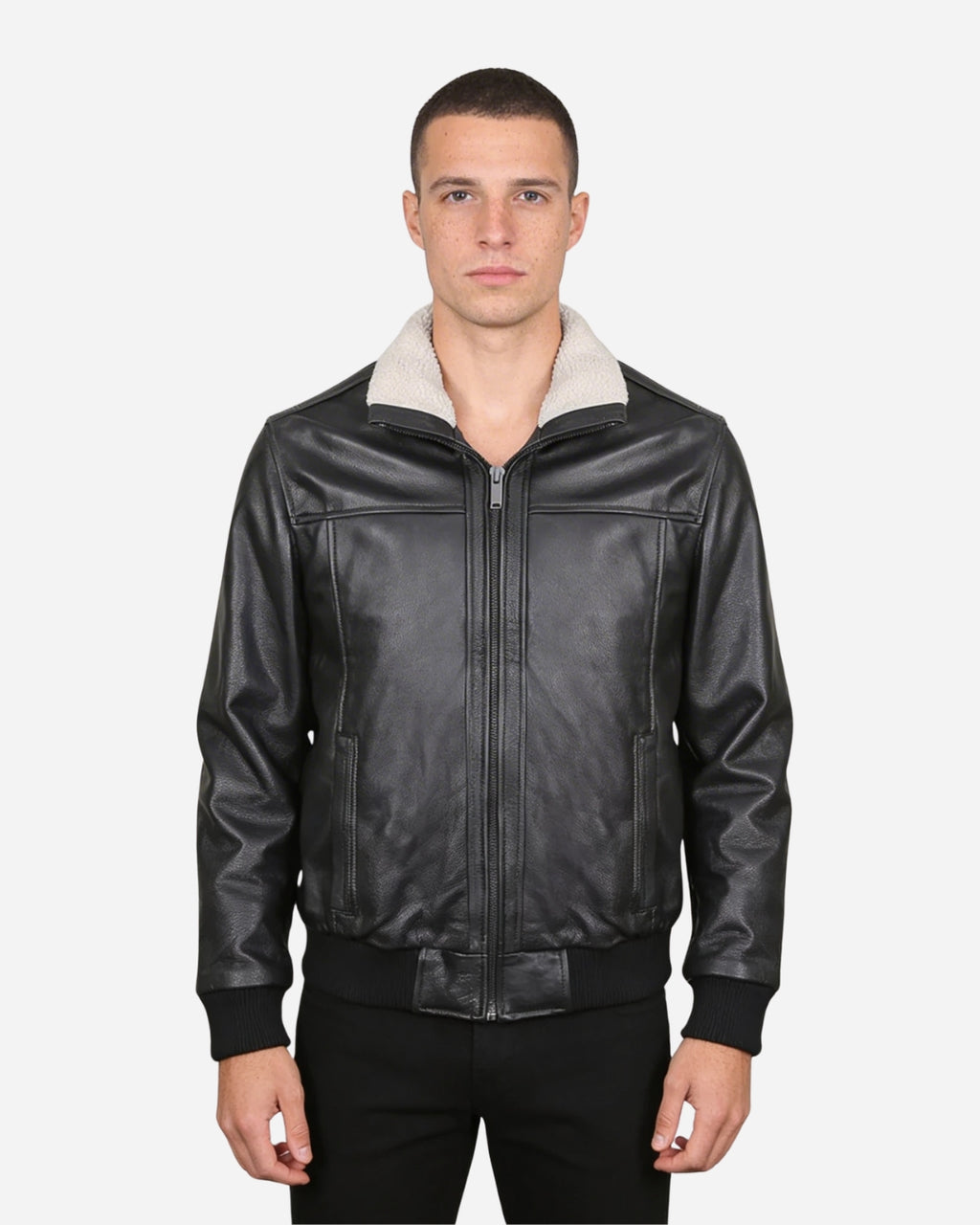 Boreal Bomber Black Leather Jacket