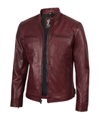 Crimson Luxe Leather Jacket
