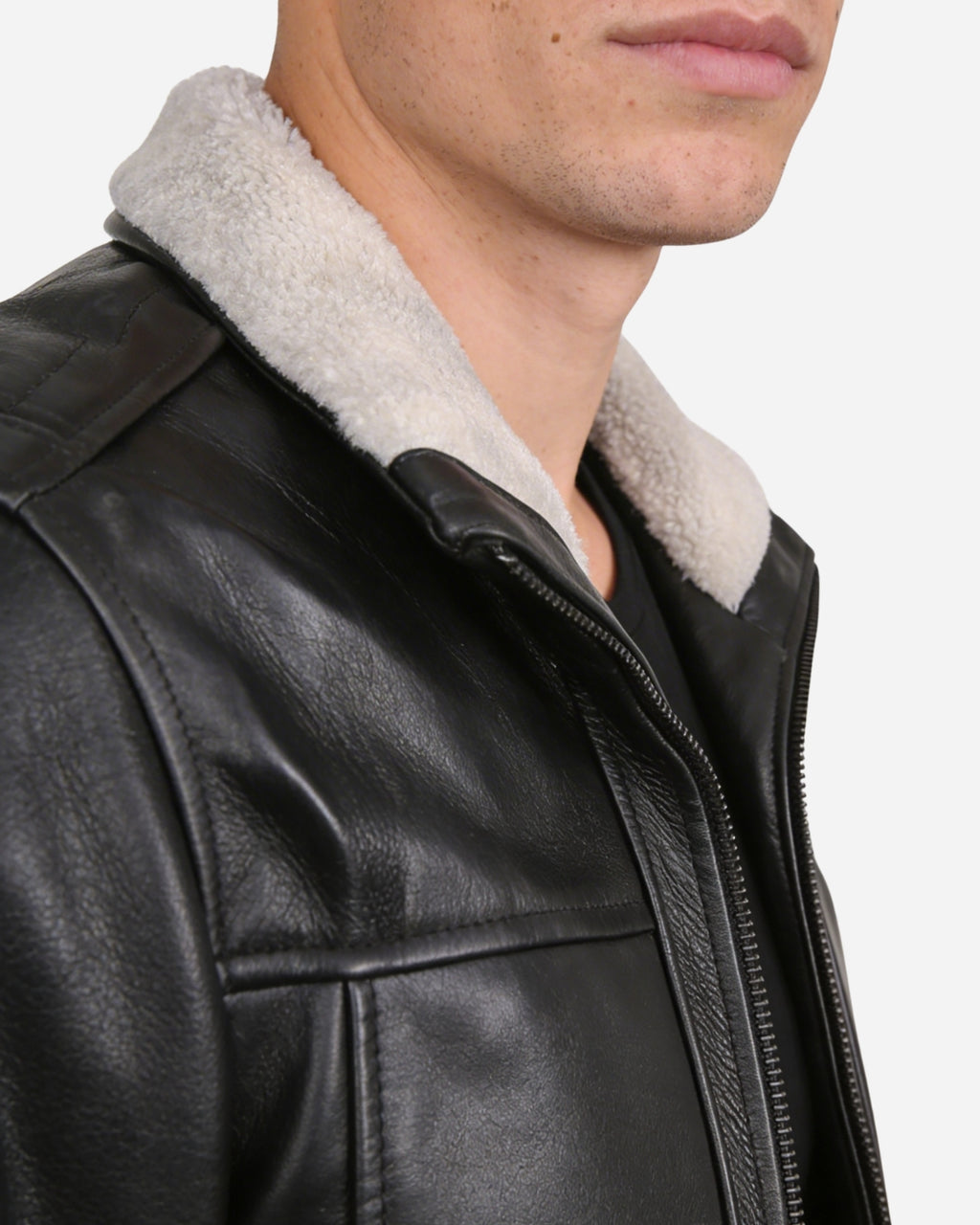 Boreal Bomber Black Leather Jacket
