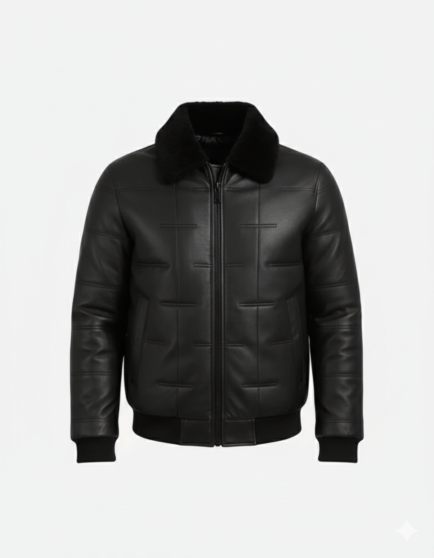 Northline Black Shear Collar Leather Jacket