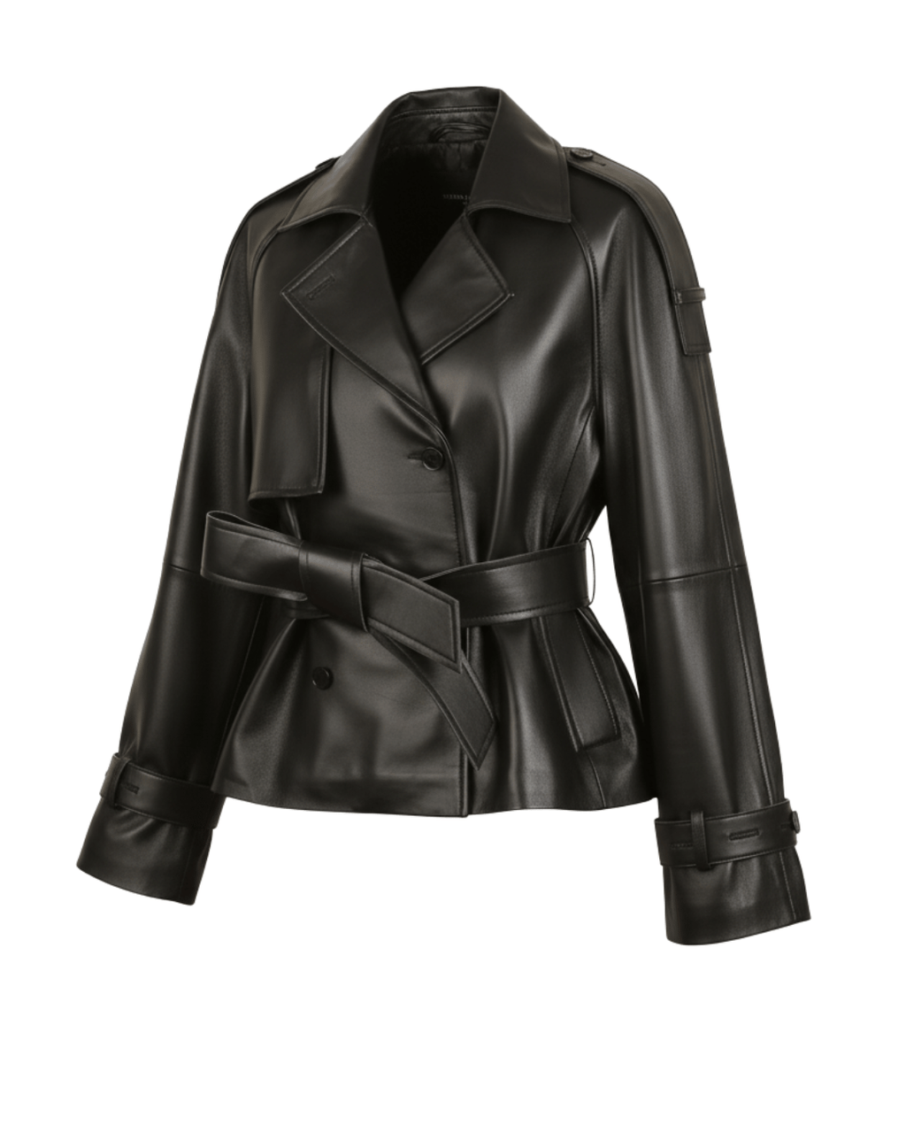 Ravenfield Belted Black Leather Jacket