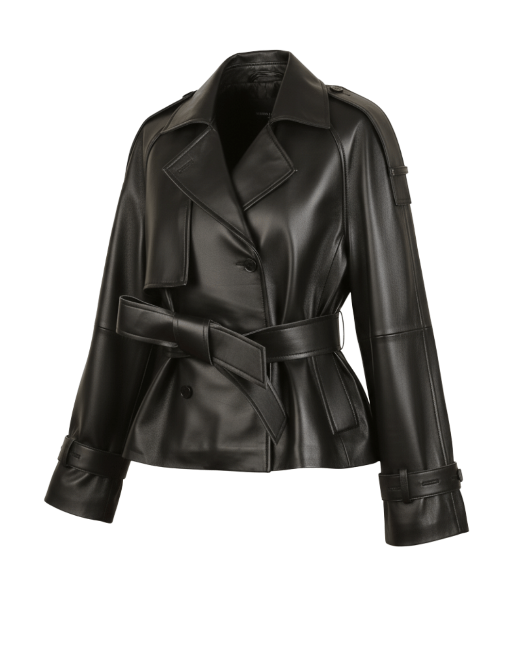 Ravenfield Belted Black Leather Jacket