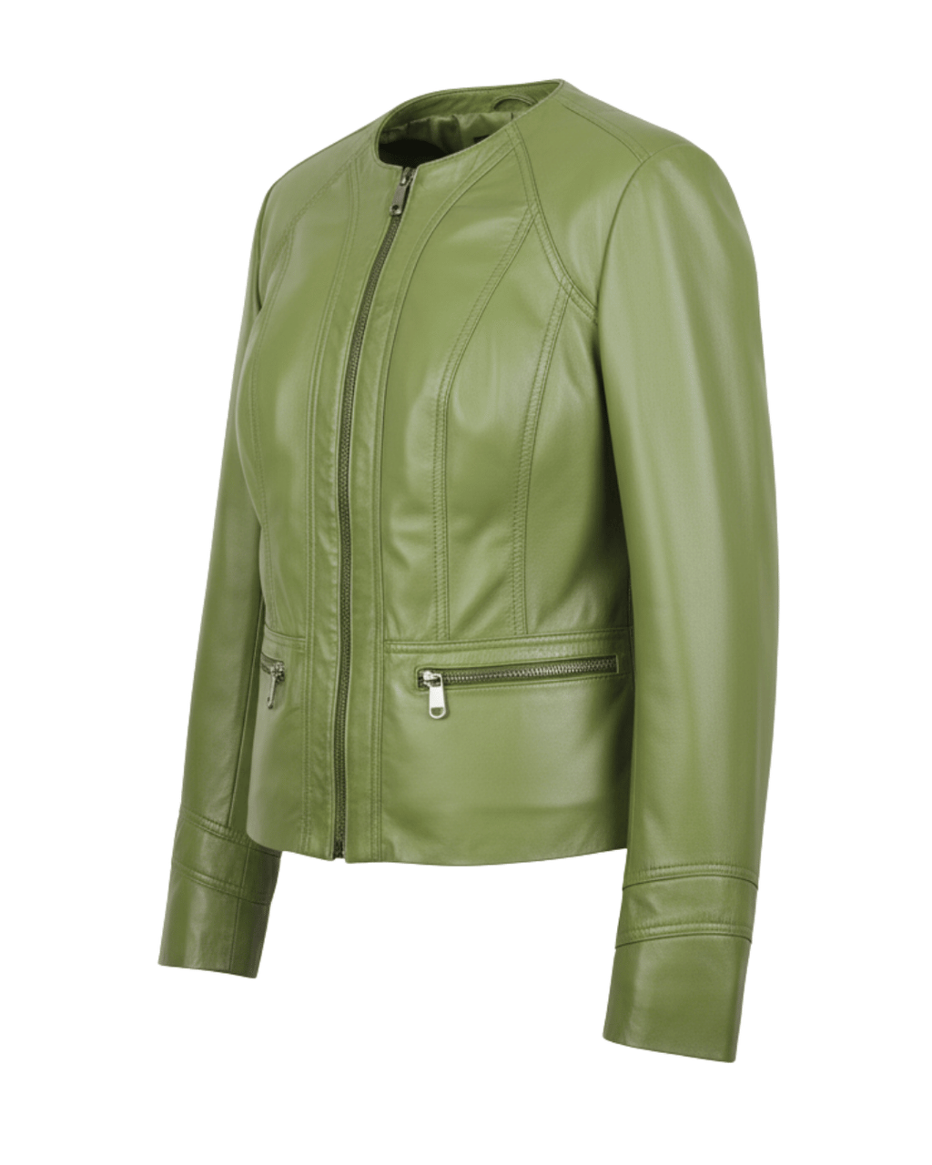 Azure Curve Lime Green Leather Jacket