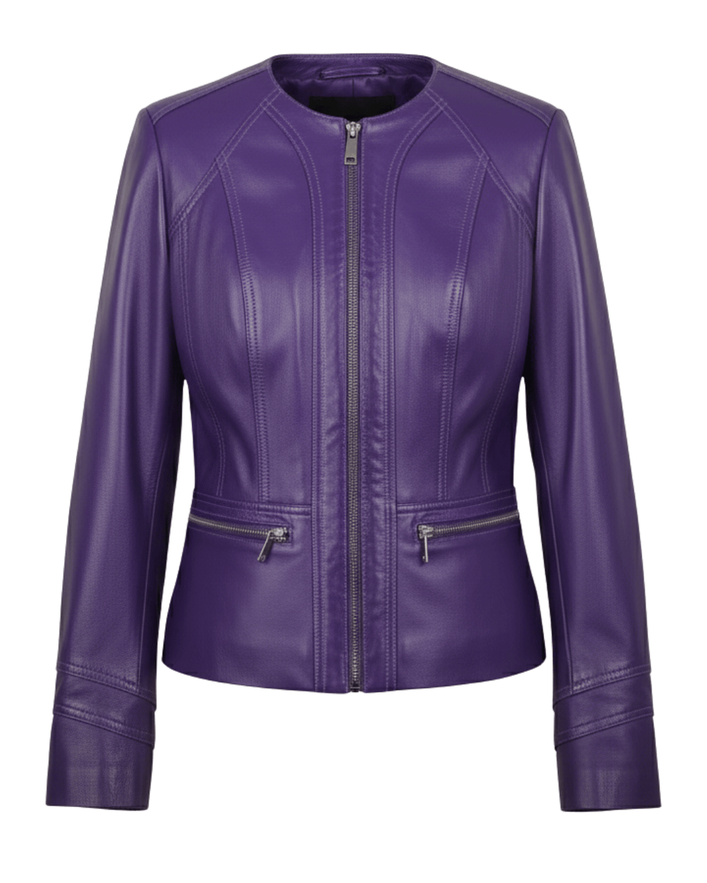 Azure Curve Purple Leather Jacket