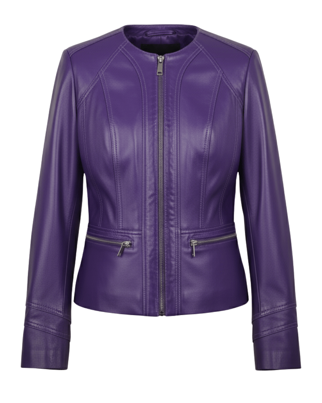 Azure Curve Purple Leather Jacket
