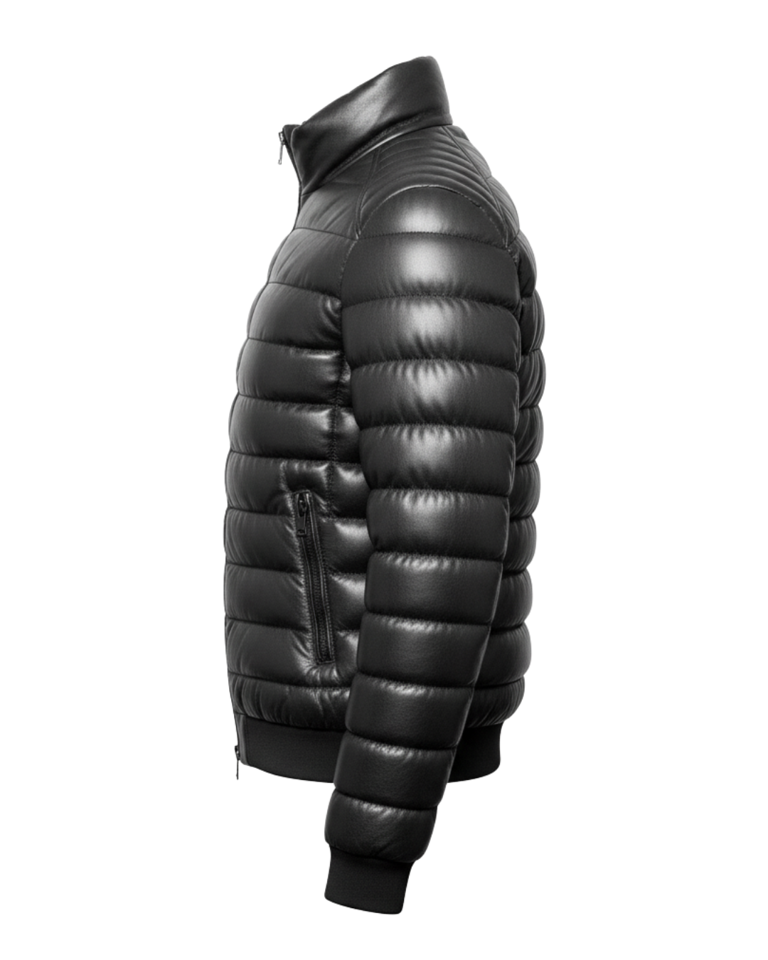 Arctic Shield Puffer Leather Jacket