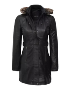 Valencia Women Lambskin Black Long Jacket