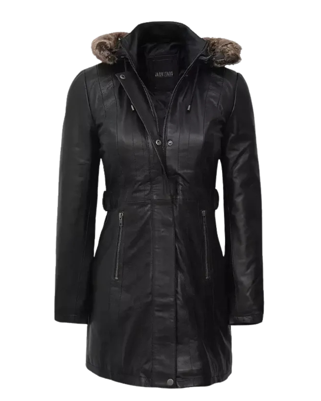 Valencia Women Lambskin Black Long Jacket