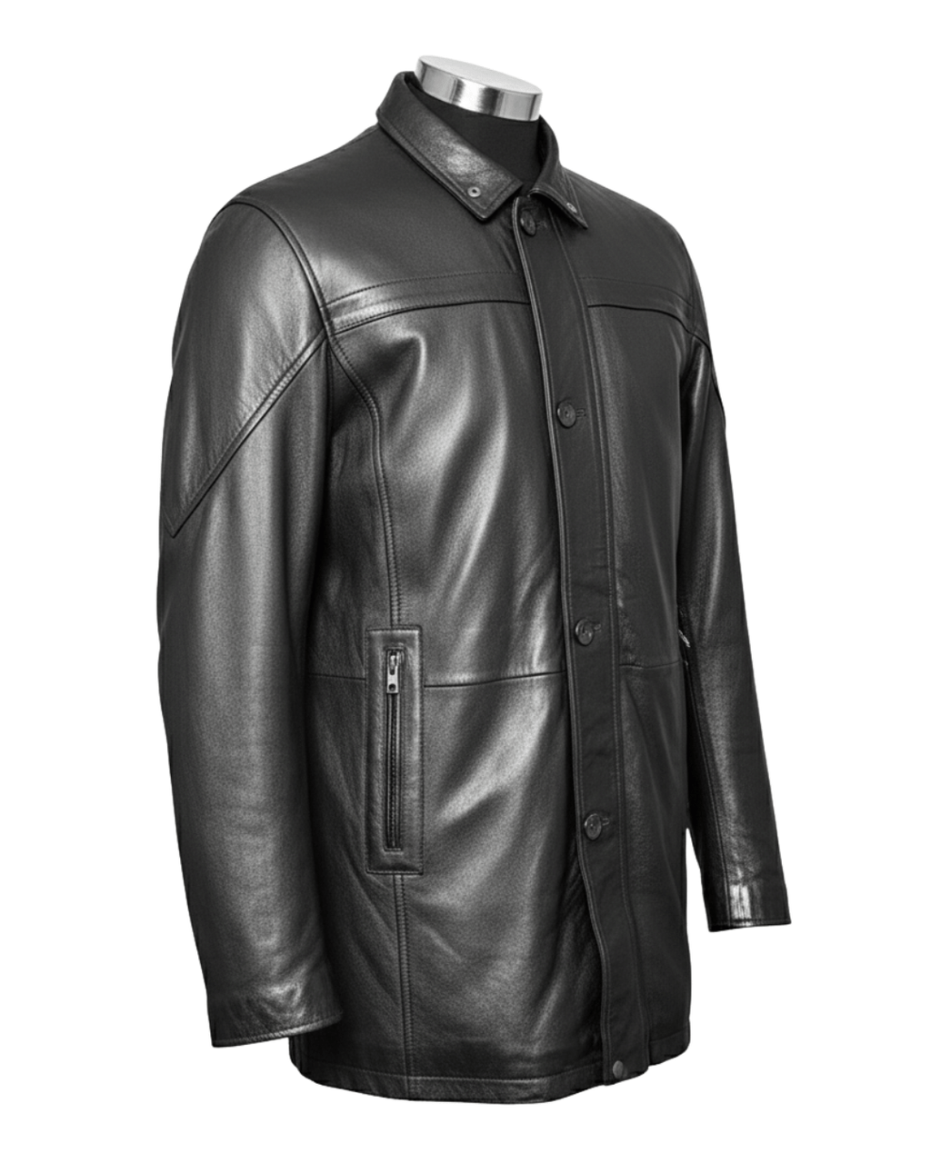 Milano Nero Leather Coat