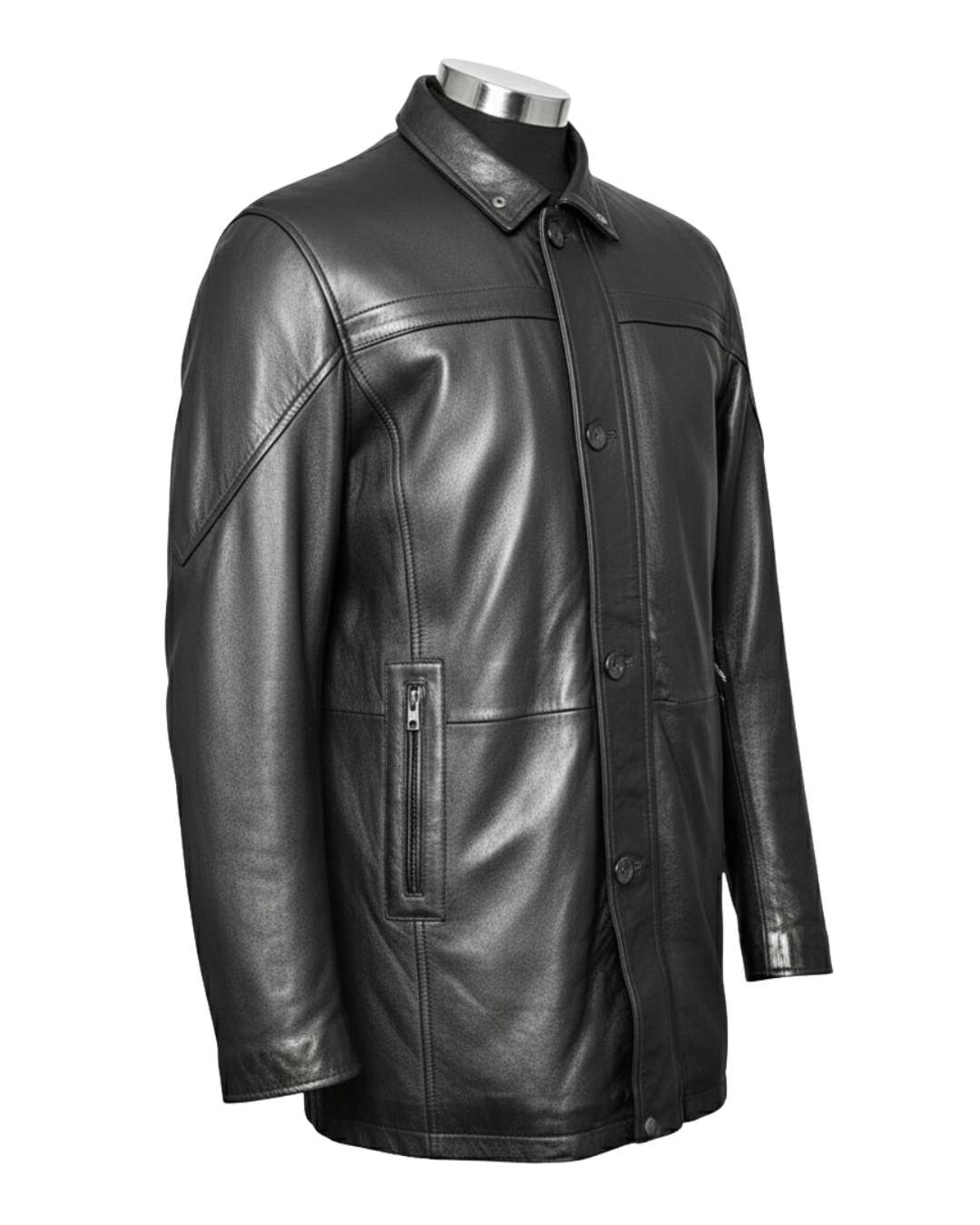 Milano Nero Leather Coat