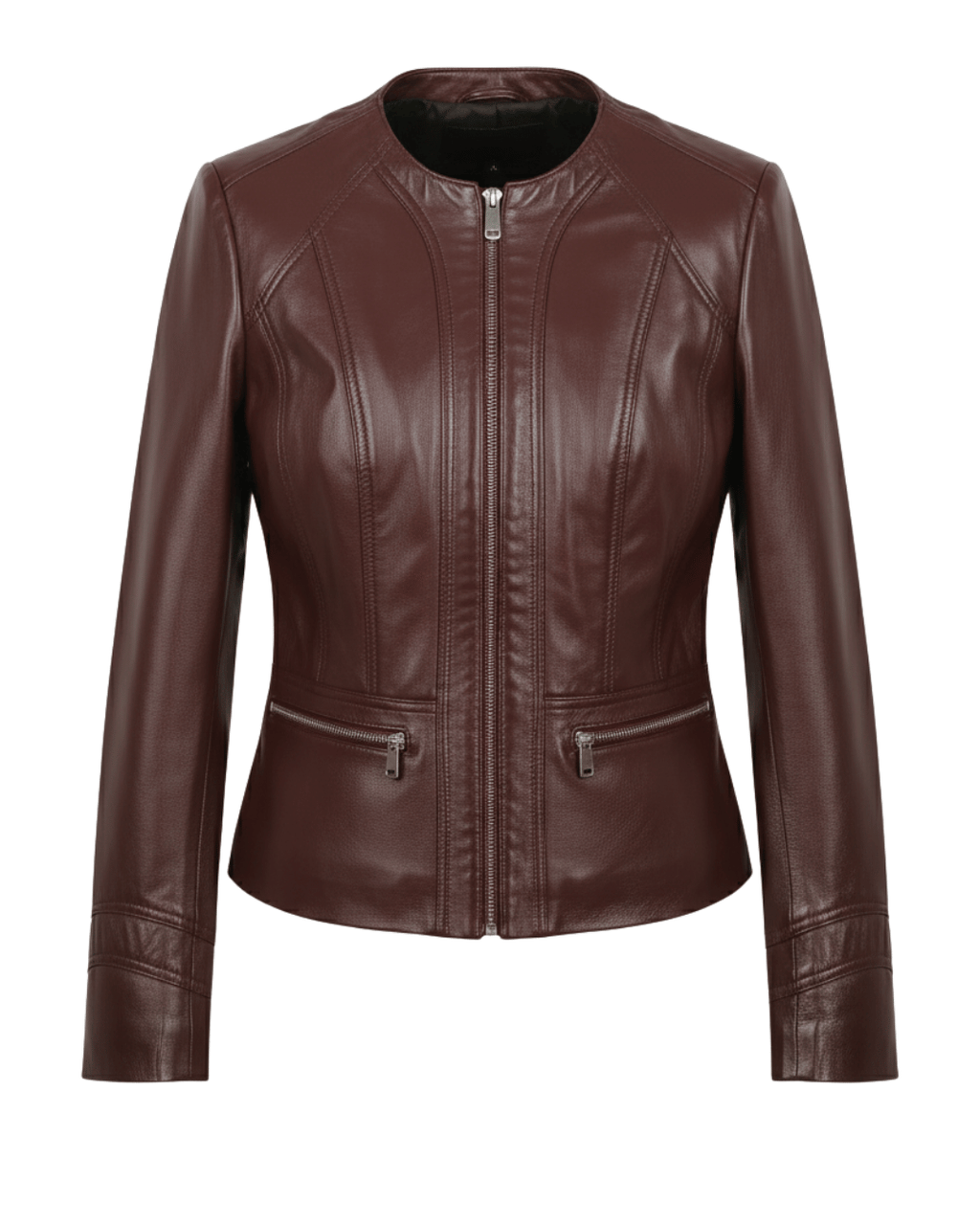 Azure Curve Brown Leather Jacket