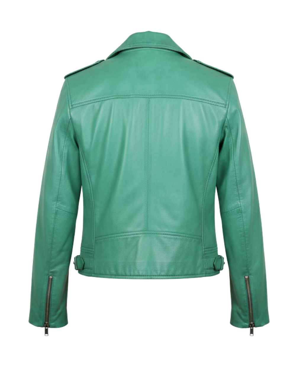 Sea Green Women Biker Real Leather Jacket