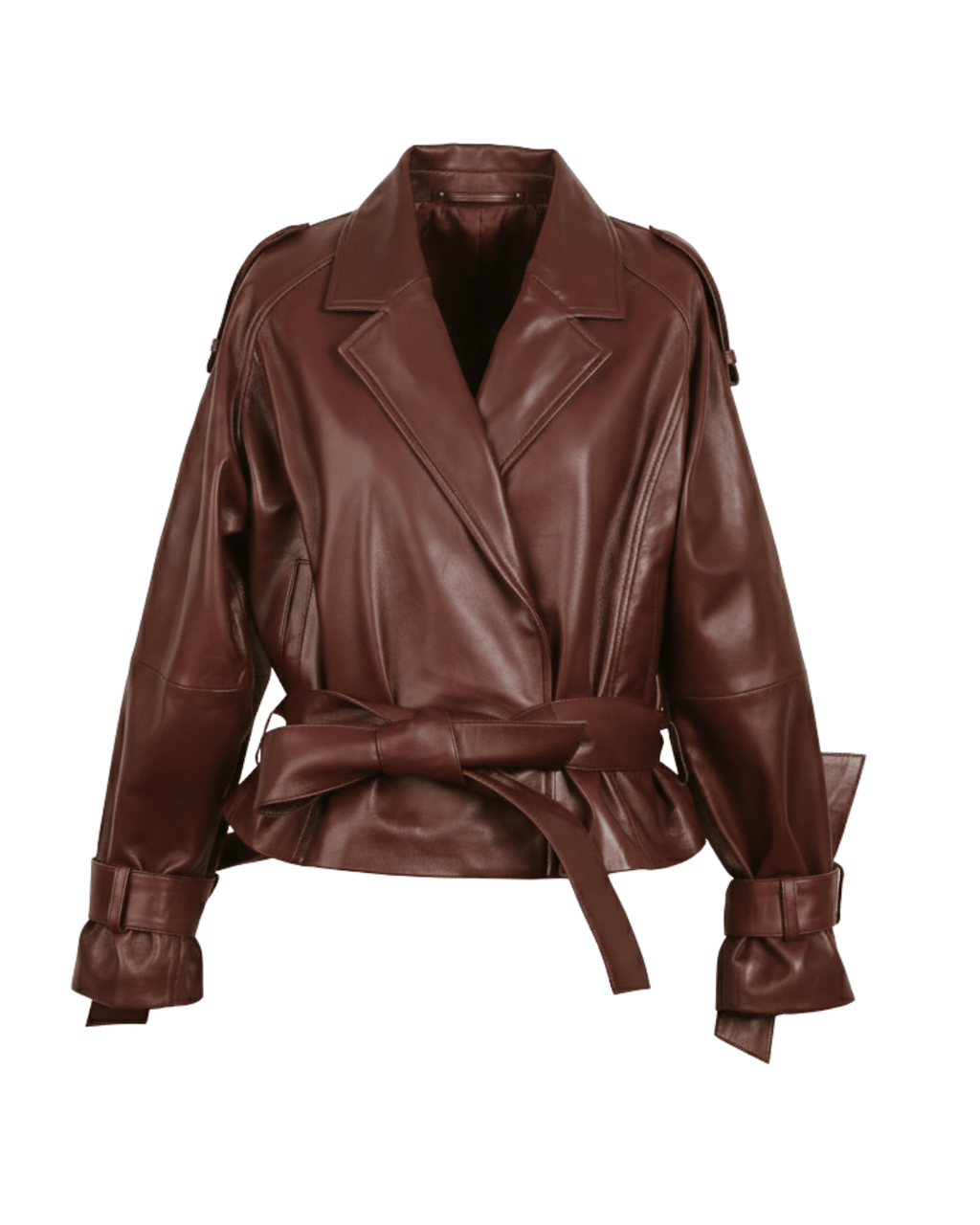 Ravenfield Belted Burgundy Leather Jacket
