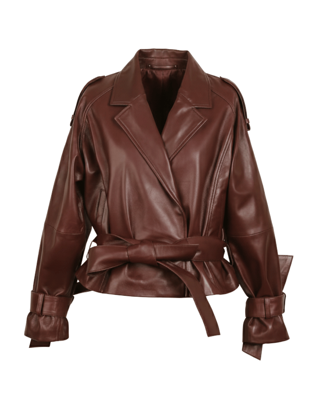 Ravenfield Belted Burgundy Leather Jacket