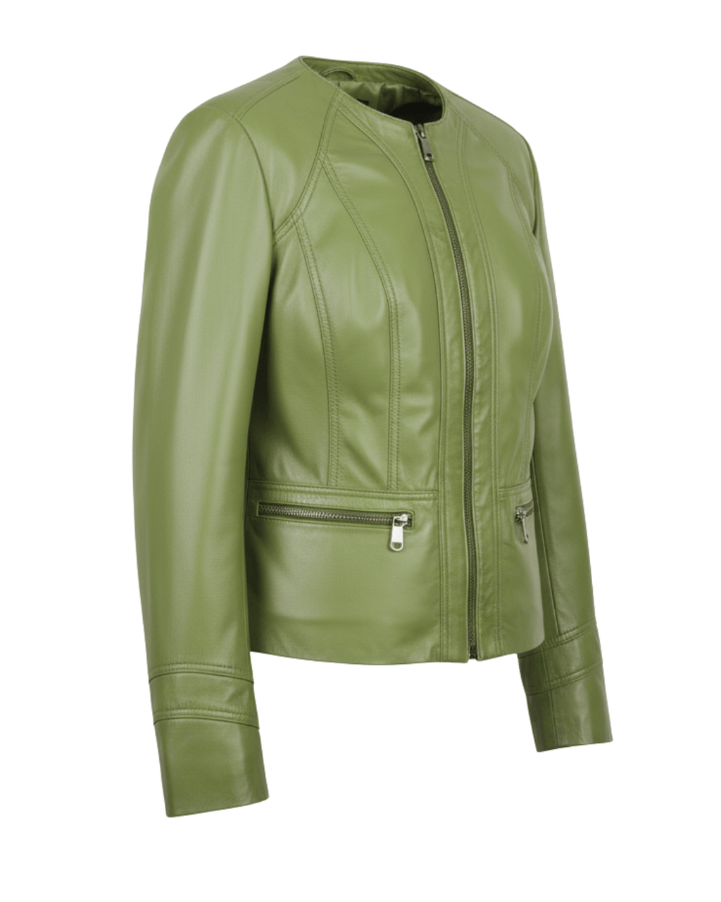 Azure Curve Lime Green Leather Jacket