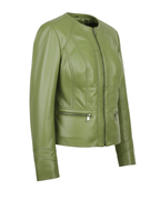 Azure Curve Lime Green Leather Jacket
