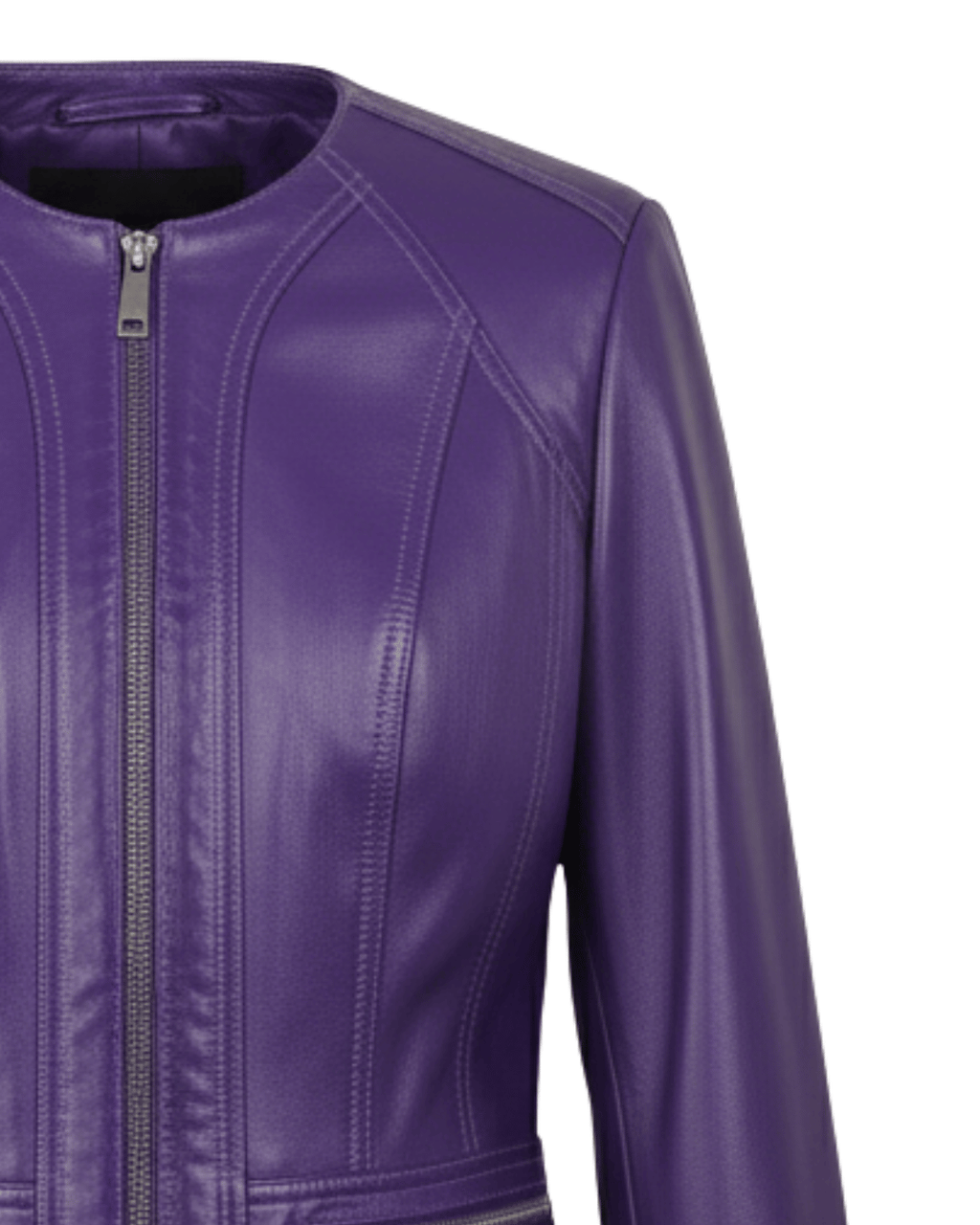 Azure Curve Purple Leather Jacket
