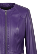 Azure Curve Purple Leather Jacket