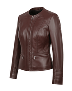 Azure Curve Brown Leather Jacket
