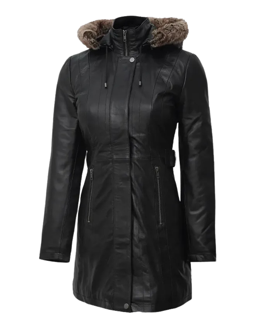 Valencia Women Lambskin Black Long Jacket