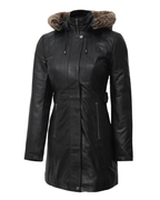 Valencia Women Lambskin Black Long Jacket