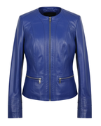 Azure Curve Blue Leather Jacket