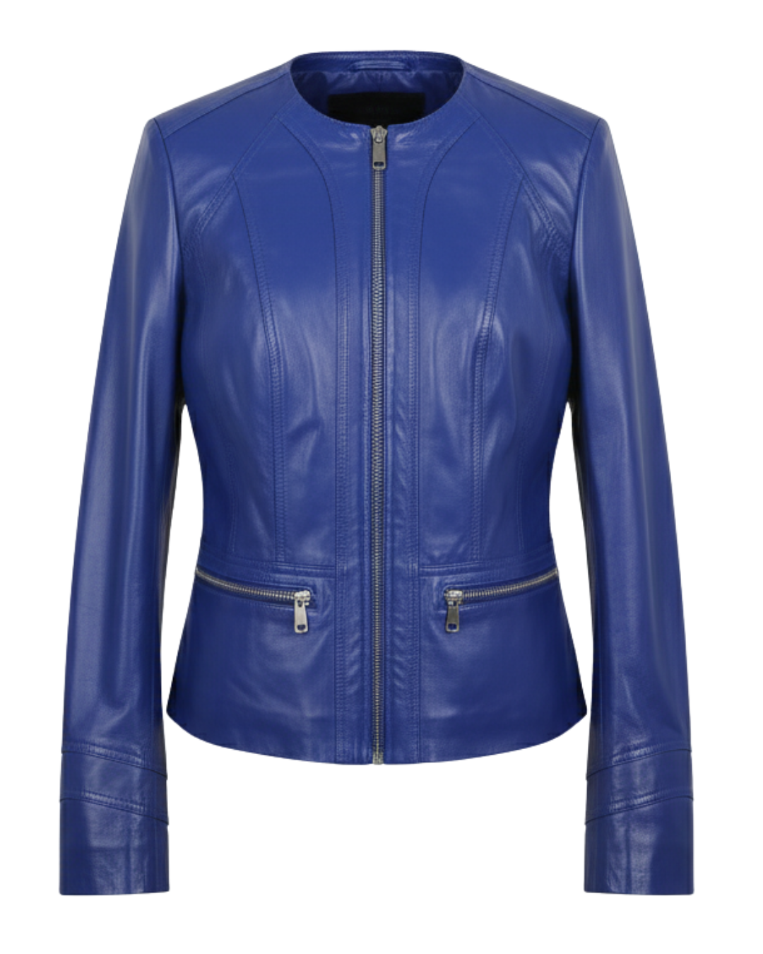 Azure Curve Blue Leather Jacket