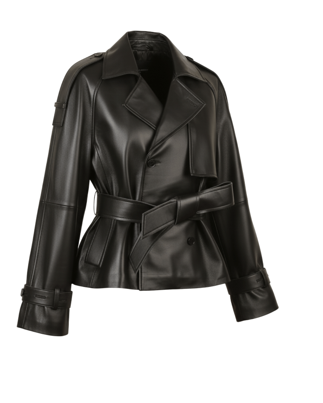 Ravenfield Belted Black Leather Jacket