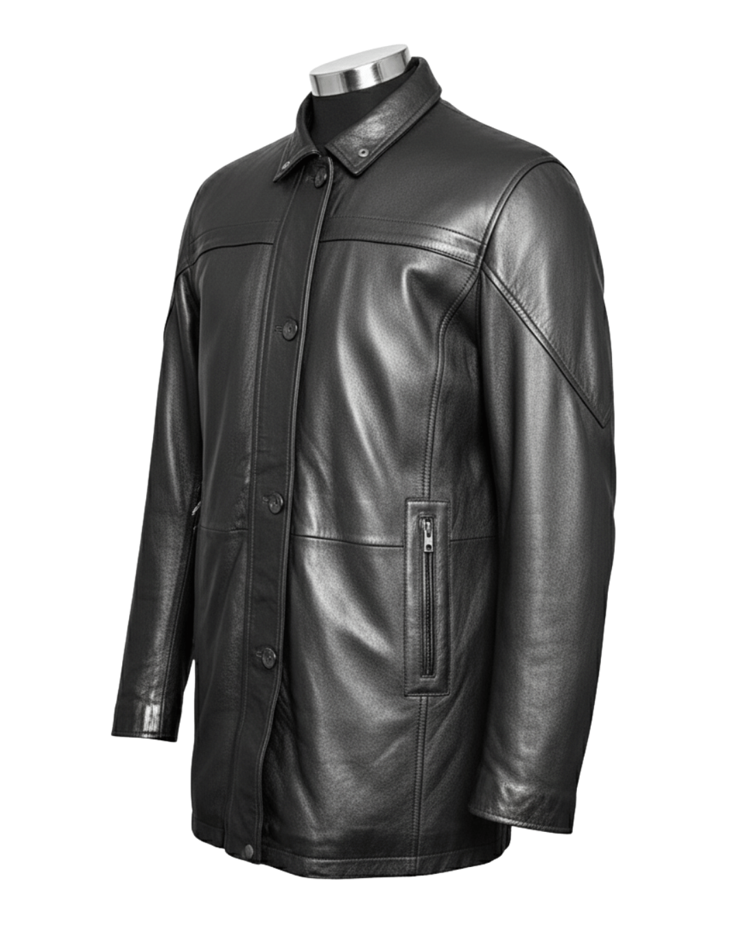 Milano Nero Leather Coat