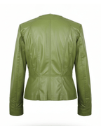Azure Curve Lime Green Leather Jacket