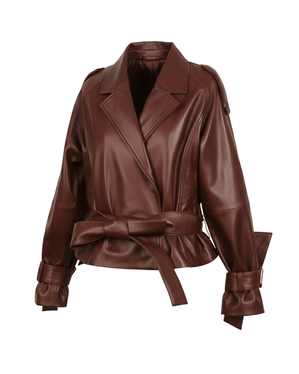 Ravenfield Belted Burgundy Leather Jacket