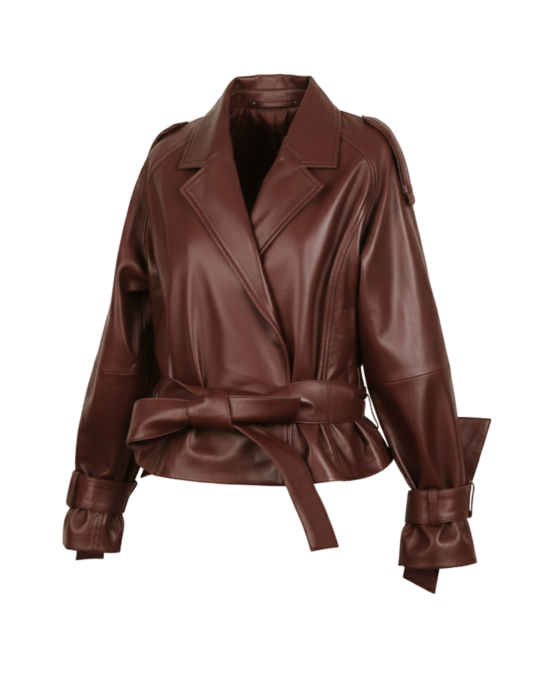 Ravenfield Belted Burgundy Leather Jacket