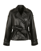 Ravenfield Belted Black Leather Jacket