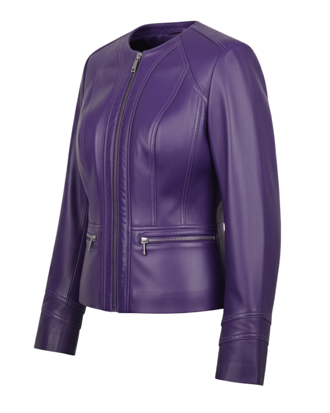 Azure Curve Purple Leather Jacket