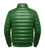 Arctic Shield Puffer Green Leather Jacket