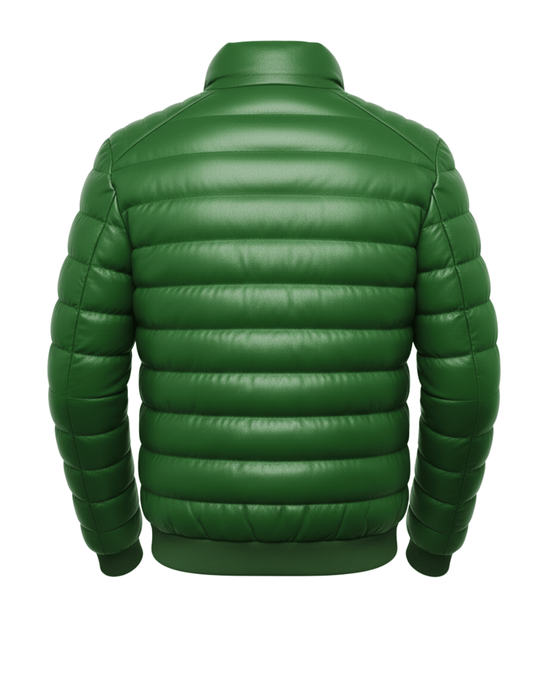 Arctic Shield Puffer Green Leather Jacket
