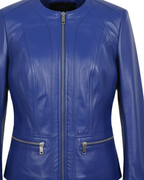 Azure Curve Blue Leather Jacket