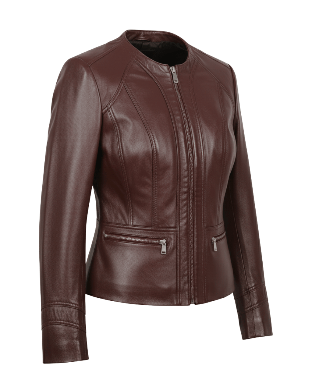 Azure Curve Brown Leather Jacket
