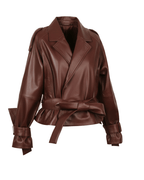 Ravenfield Belted Burgundy Leather Jacket