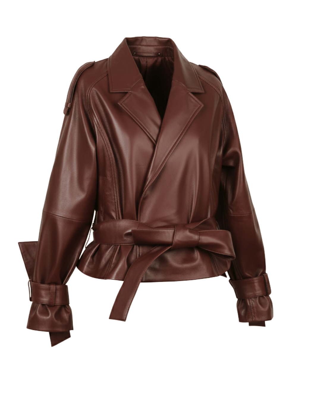 Ravenfield Belted Burgundy Leather Jacket