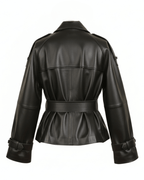 Ravenfield Belted Black Leather Jacket