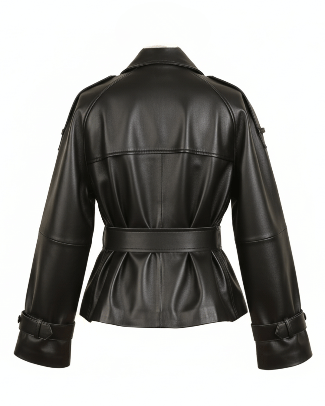 Ravenfield Belted Black Leather Jacket