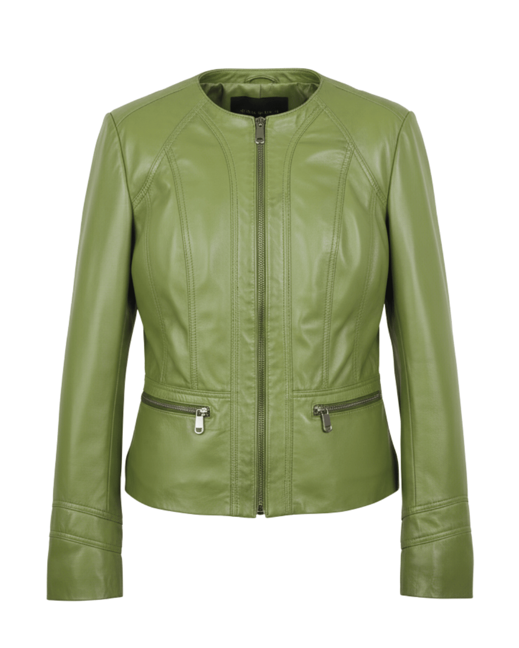 Azure Curve Lime Green Leather Jacket