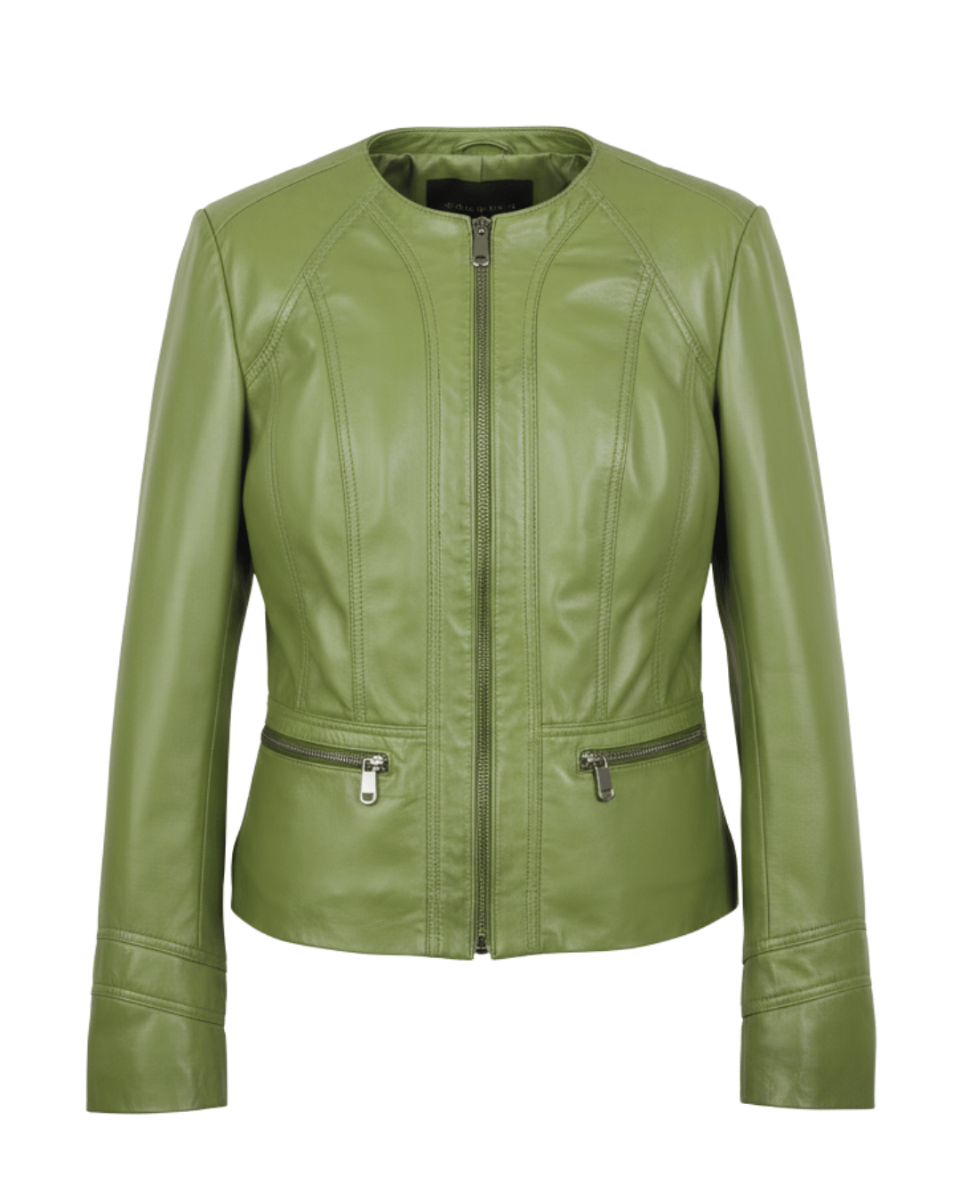 Azure Curve Lime Green Leather Jacket