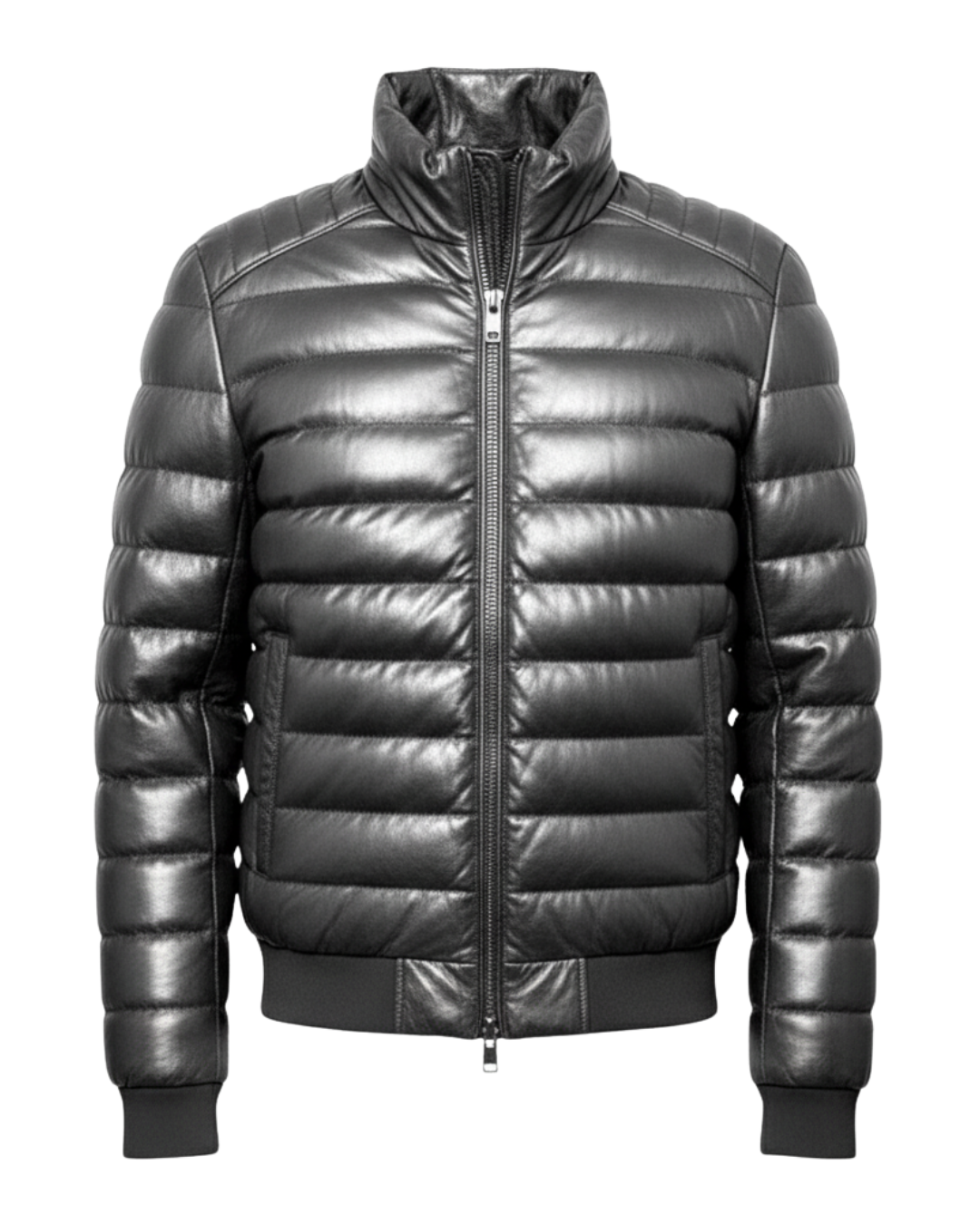 Arctic Shield Puffer Leather Jacket