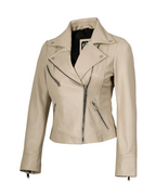 Beach Women Biker Real Leather Jacket