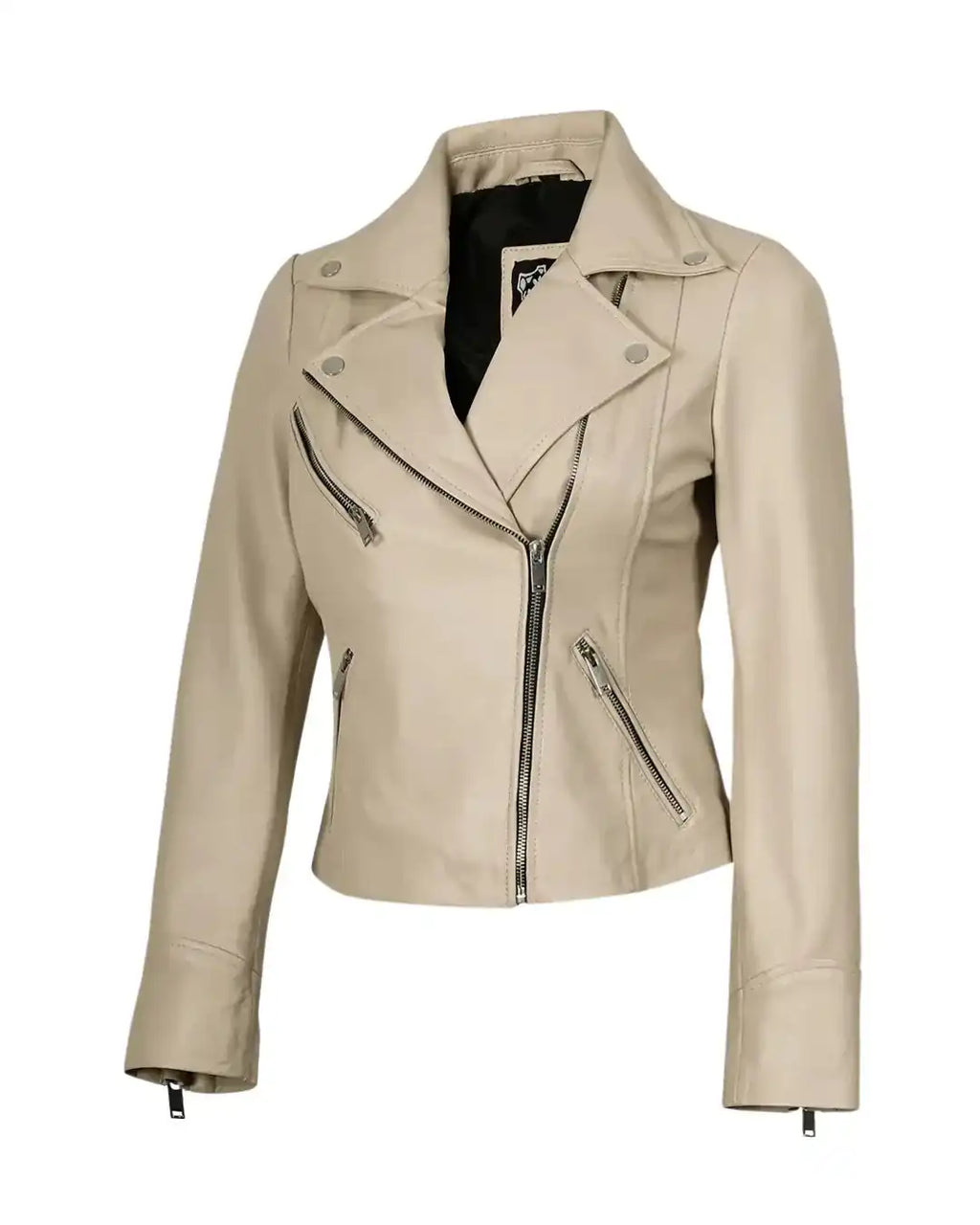 Beach Women Biker Real Leather Jacket - Glacier Leather