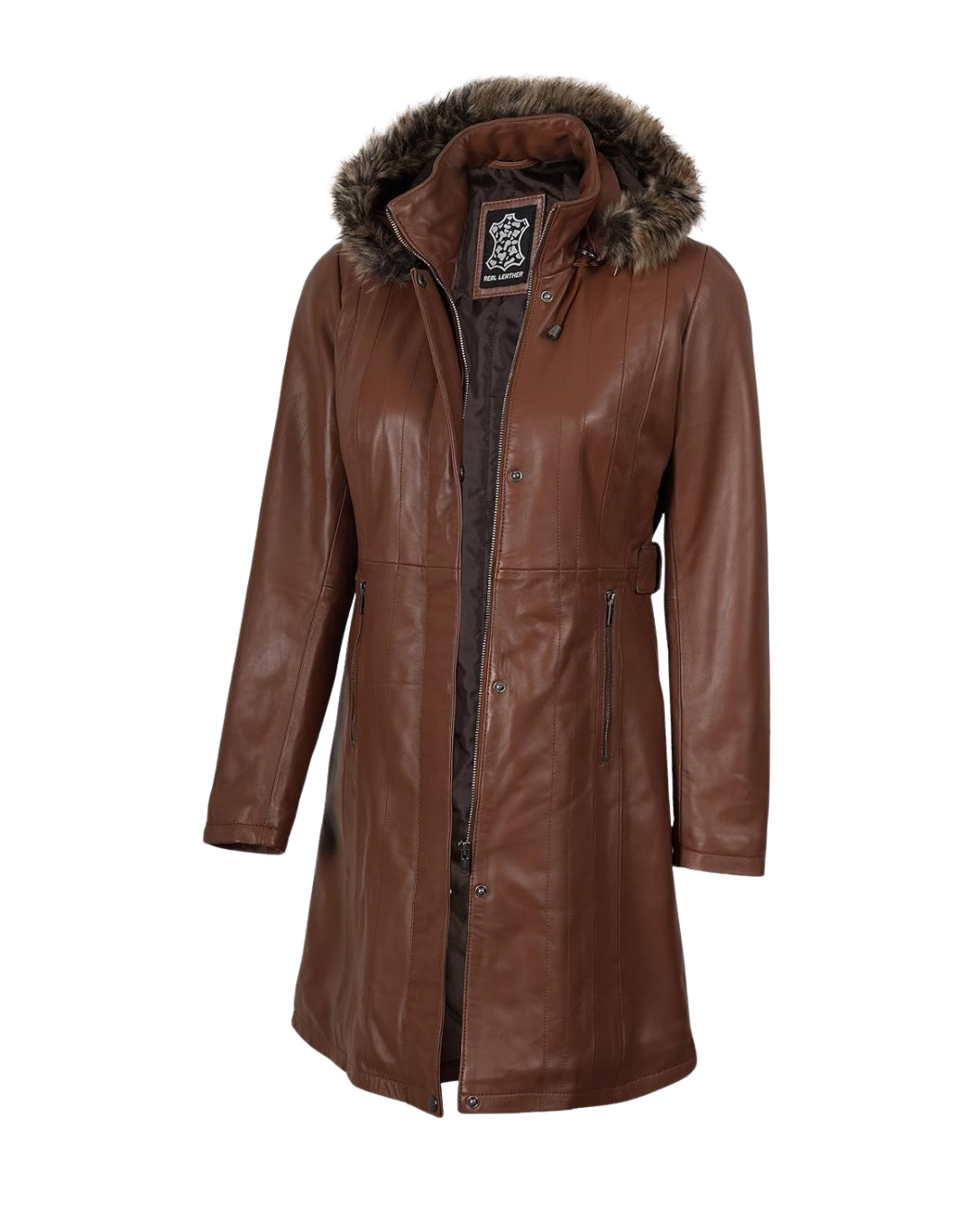Valencia Women Lambskin Brown Long Jacket