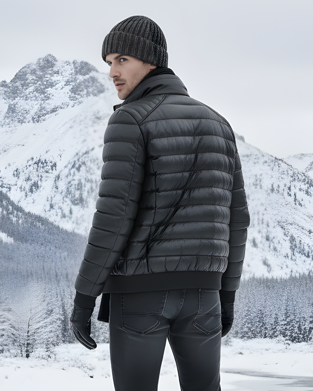 Arctic Shield Puffer Leather Jacket